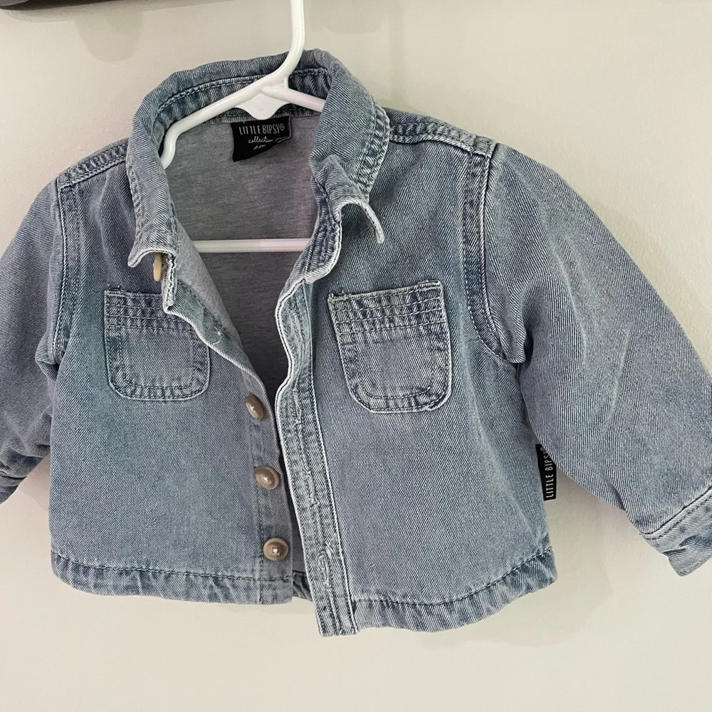 Little Bipsy - Denim Chambray Button Down Jean Jacket - Size 0-6 Months - Picture 3 of 6